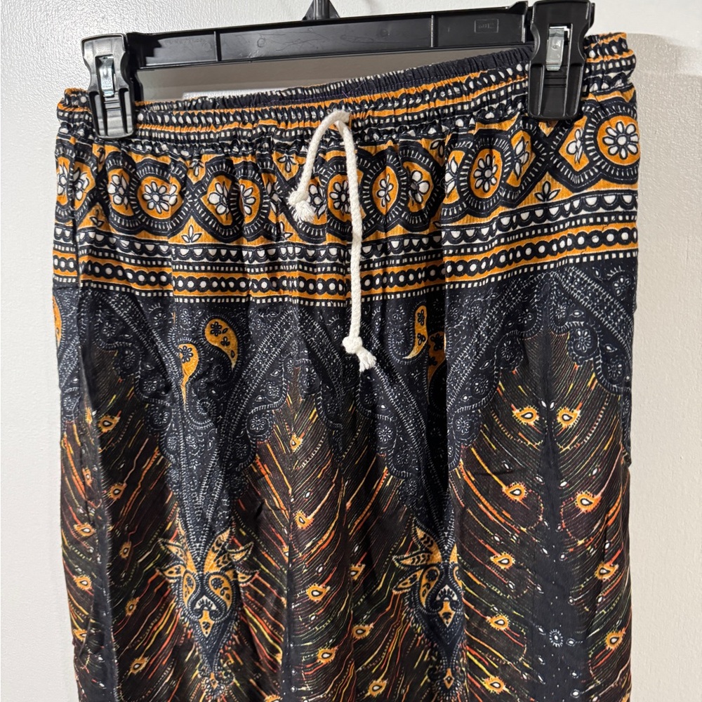 Tribal Patterned navy and Orange Pants - Picture 2 of 4